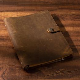 Note des voyageurs faits à la main Note livret brun en cuir authentique cuir en cuir Journal en cuir vintage en vil des feuilles de feuille de planificateur 240420