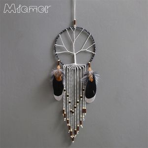 Arbre de vie fait à la main capteur de rêves avec plumes café barre de mariage maison tenture murale pendentif décor ornement cadeaux AMOR151 220407