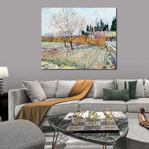 Main Vincent Van Gogh peinture à l'huile verger avec pêchers en fleurs moderne toile Art moderne paysage salon décor