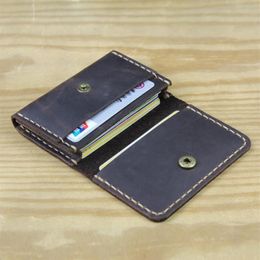 Handgemaakte vintage echte lederen creditcardhouder mannen kleine portemonnee vrouwen munt portemonnee buiness id kaarden case crazy paarden cowhide mal252l