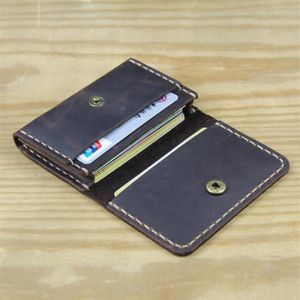 Handgemaakte vintage echte lederen creditcardhouder mannen kleine portemonnee vrouwen munt portemonnee buiness id kaarden case crazy paarden cowhide mal211l