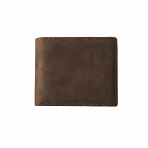 Portefeuille en cuir véritable fait à la main pour hommes, rétro, en cuir de vache, Crazy Horse, porte-cartes personnalisé, en peau de vache, Mey Clip J3PP #