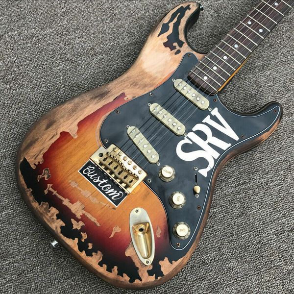 La relique vieillie Vintage Sunburst faite à la main reste une guitare électrique SRV