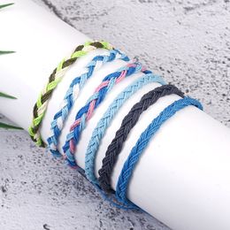 Handgemaakte touw geweven multilayer vriendschap gevlochten bedelarmbanden wax string multicolour armband voor vrouwen mannen sieraden