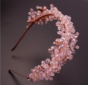 Handgemaakte bruiloft Bruid Luxe roodblauwe strass Tiara's en kronen bruidshoofdband kostuum haaraccessoires voor vrouwen