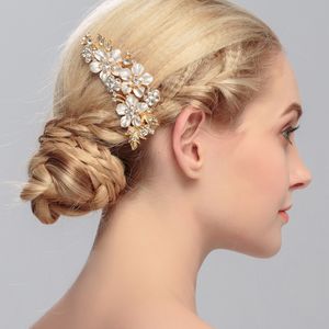 Peignes de cheveux de mariage fait à la main pour les mariées or / argent couleur métal peignes peignes fleur forme de cheveux clips de mariage accessoire