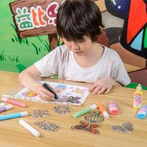 Handgemaakt raam Art Diy Craft Kit speelgoed Tekening Set Set Window Art Crafts For Kids Lijm schilderen Montessori Toys voor meisjes Jeux Enfant