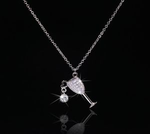 Handgemaakte wijnglazen lab diamant hanger real 925 sterling zilveren feest bruiloft hangers ketting ketting voor vrouwen charm sieraden7396157