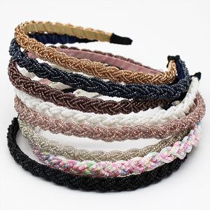 Handgemaakte vrouwen kralen haar hoepel hoofdband dubbele lijnen kruis kristallen kralen Haarband bruids kroon haar hoepel haaraccessoires bruiloft 8 kleuren