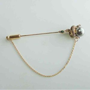 Broche de Slytherin hecho a mano para mujer, chapado en Color, perla Natural, serpiente, académico, Pin, accesorios para bufandas y cuello para hombres