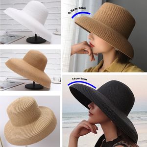 Chapeau de soleil d'été pour femmes, fait à la main, Style Hepburn japonais, grand avant-toit, plage, vacances, casquette de pêcheur pliable, tempérament plat, 240309