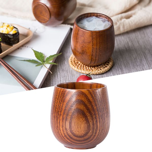 Copas de vino de estilo japonés de madera hechas a mano, copa de Sake, cerveza de madera, té de la leche, tazas para beber café, jugo, taza de té de limón