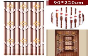 Persianas hechas de madera hechas a mano 90x220cm 31 líneas Cortinas de cuentas de madera Puerta de mosca Divisor de cortinas transparentes Puerta viviente Y2004211092507