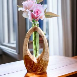 Vase à bourgeons en bois fait à la main-Vase à fleurs rustique-Vase à brindilles de fleurs de décoration unique-Cadeau du 5e anniversaire-Grand vase à fleurs-Vase à fleurs-Vase à bourgeons