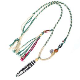 Collar de perlas de dientes de tigre con cuentas tejidas hechas a mano, joyería hecha a mano para hombres y mujeres, collar de estilo étnico tibetano, cuerda tejida