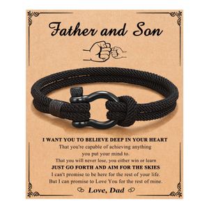 Handmade Woven Braided Bracelets Stainless Steel Horseshoe Buckle Milan Rope Jewelry To My Bonus Son Grandson Nephew Graduation Father Happy Birthday Gifts for Men