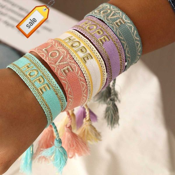 Lettres tissées à la main amour broderie gland Bracelet mode réglable amitié Bracelets pour femmes hommes bijoux