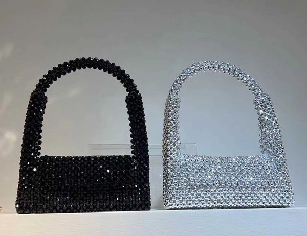 Bolso de perlas tejido a mano, bolso de cuentas portátil, moderno y versátil 240402