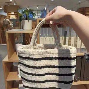 Handgemaakte geweven kleine draagtas Draagbare rijsttas voor dames Modieuze veelzijdige katoenen tas 240315