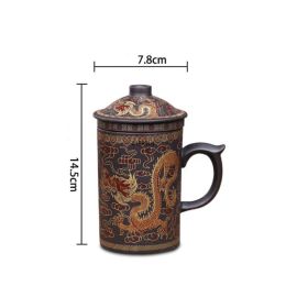 Handgemaakte Yixing Dragon/Beauty Purple Clay Tea Mok met deksel en thee Infuser Tea Cup Office Water Cup Gift Mok Drinkware