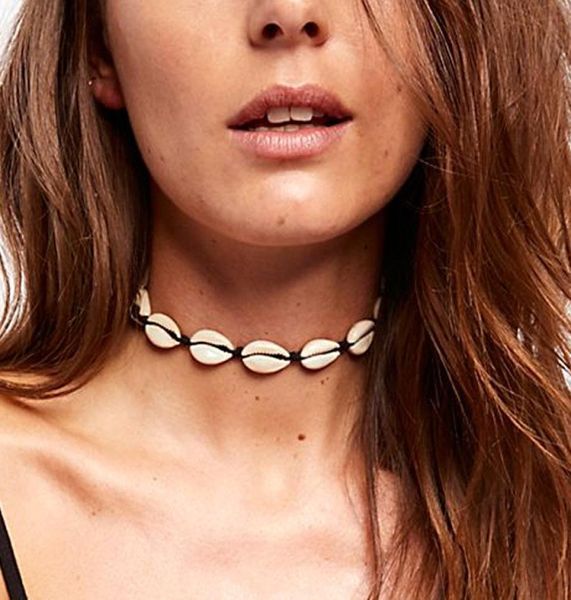 Collier de coquille Puka White White Taille réglable VSCO Bijoux pour les accessoires d'été pour filles VSCO Shell Choker Whole4327275