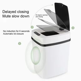 Hands-Free and Odorless 13L Kitchen and Bathroom Trash Can with Automatic Open and Close Lid Garbage Bin