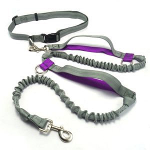 Laisse Mains Libres pour Chien avec Ceinture Réglable, Laisse Extra Longue avec 2 Poignées 2 Anneaux en D Laisse pour Courir Jogging LJ201109