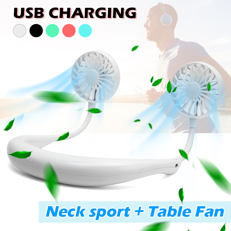 Hands-free шейный ремешок Висячие USB Аккумуляторная Dual Fan Mini Air Cooler Летний Портативный Уровень 3 Ветер Большой Емкости Батареи Охлаждения USB Вентилятор
