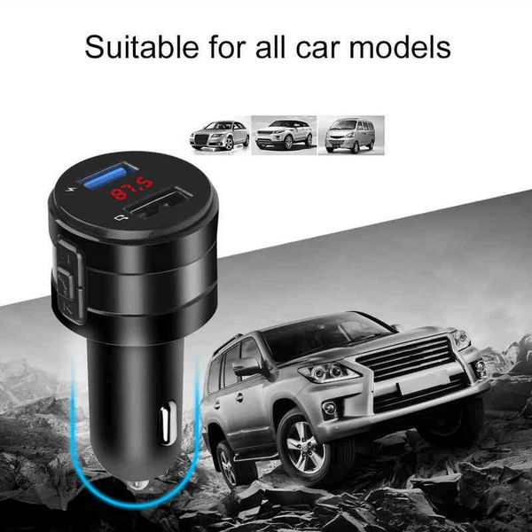 Mains libres Bluetooth 4.2 Transmetteur FM 2.1A Double ports USB Modulateur Chargeur de voiture Lecteur MP3 Adaptateur allume-cigare Dropshippi W220328