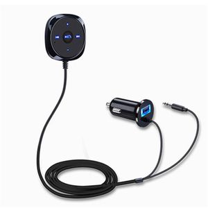 Kits mains libres Bluetooth pour voiture, adaptateur Aux pour voitures, haut-parleur stéréo sans fil, lecteur de musique MP3 avec chargeur de téléphone portable USB 2.1A, prise Jack 3.5mm