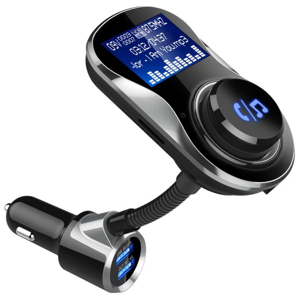 Manos libres Bluetooth Transmisor Coche FM Reproductor de MP3 Pantalla digital Dual USB Cargador de coche para iPhone X 8 Plus 7 6S Android