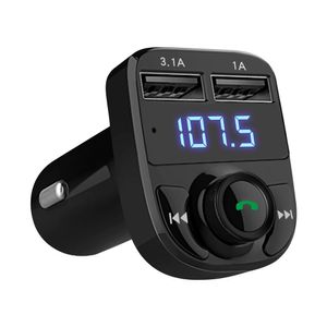 Llamada manos libres Cargador de coche Transmisor FM Bluetooth inalámbrico Receptor de radio Mp3 Audio Música Adaptador estéreo Cargador de puerto USB dual Compatible con todos los teléfonos inteligentes