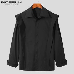 HOLYOEM All-Match BLOUSA Men's Sólido cómodo Tops elegante Venta caliente Masino Camisas de calles casuales Simples S-5XL Incerun 2023