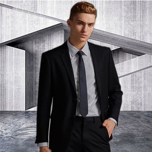 Knappe elegante zwarte herenkostuums op maat gemaakte trouwkostuums Casual bruidegomkleding Homens heren slim fit blazerkostuum schoolfeest zakelijk jasje + broek