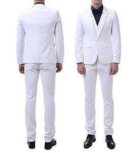 Beau dos évent un bouton blanc marié smokings cran revers hommes fête de mariage garçons d'honneur 3 pièces costumes (veste + pantalon + gilet + cravate) K114