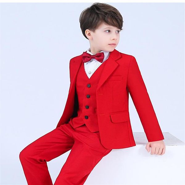 Beau garçon vêtements de cérémonie smokings revers cranté vêtements pour enfants pour la fête de mariage enfants costume garçon ensemble veste pantalon gilet arc 2430