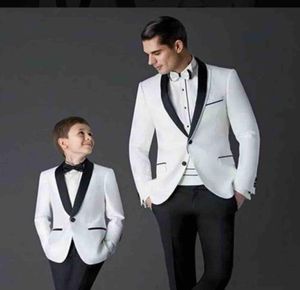 Beaux garçons smoking blanc enfants dîner costumes 2 pièces noir châle revers costume formel smoking pour enfants smoking pour fête de mariage Jacke7980860