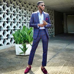 Beau smoking de mariage à carreaux un bouton costumes pour hommes 2 pièces ensembles blazers pour garçons d'honneur costume formel à revers cranté avec veste et pantalon