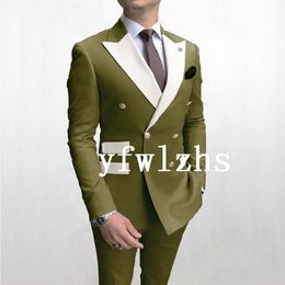 Knappe dubbele rijen bruidegomsmen piek Lapel Bruidegom Tuxedos Man's Suits Wedding/Prom/Dinner Man Blazer Jacket broek Tie K779