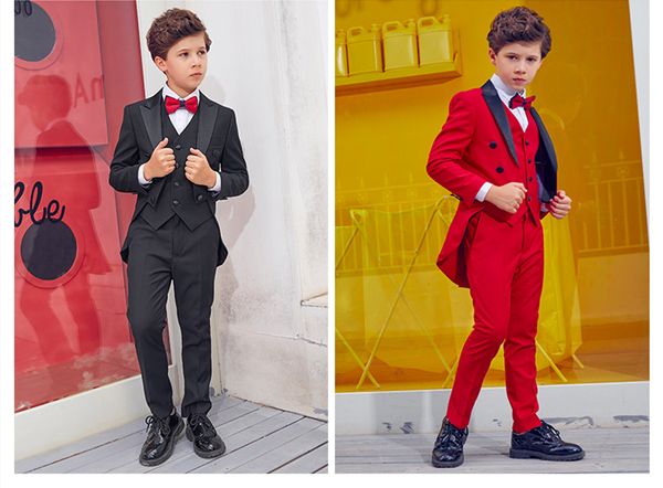 guapo, doble botonadura, solapa de pico, niño, diseñador completo, traje de boda para niño guapo, atuendo para niños, chaqueta hecha a medida, pantalones, chaleco a12