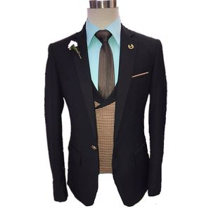Knappe bruidegom Tuxedos One Button Man's Suits Notch Rapel Groomsmen Wedding/Prom/Dinner Man Blazer Jacket broek Vest Tie N030112111116