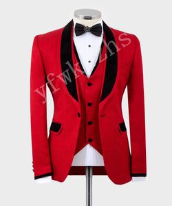 Handsome Groomsmen Shawl Lapel Groom Tuxedos Mens Wedding Dress Man Jacket Blazer Prom Dinner 3 Piece Suit(Jacket+Pants+Tie+Vest) B370