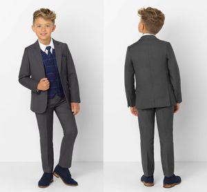 Knappe Kids Formal Wear Peaked Revers 2 Stuks Bruiloft Tuxedos Hoge kwaliteit Jongen Formele Wear Broek Pakken