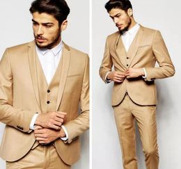 Knappe ochtendgouden bruiloft pakken jurken slanke fit heren pakken bruidegom smoking tuxedos aangepast diner business formal prom suits jacketpa2512339