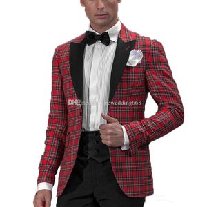 Beau One Button Groomsmen Peak Lapel Groom Tuxedos Hommes Costumes Mariage / Bal / Dîner Meilleur Blazer Homme (Veste + Pantalon + Cravate) AA260