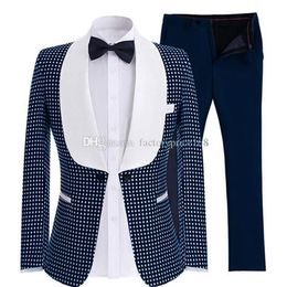 Beau un bouton garçons d'honneur châle revers marié Tuxedos homme costume hommes costumes de mariage marié veste pantalon cravate A220274u