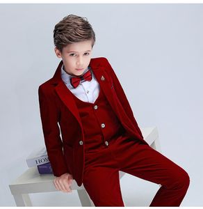 Knappe One Button Notch Revers Kid Complete Designer Knappe Jongen Trouwpak Jongens Kledij Op maat gemaakt (Jas + Broek + Tie + Vest) A1