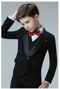 Knappe One Button Sjaal Revers Kid Complete Designer Knappe Jongen Trouwpak Jongens Kledij Op maat gemaakt (Jas + Broek + Tie + Vest) A05
