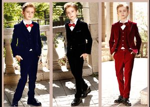Knappe twee knoppen Piek Revers Kid Complete Designer Knappe Jongen Trouwpak Jongens Kleding Op maat gemaakt (Jas + Broek + Tie + Vest) A61