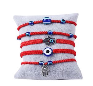 Bracelet tissé à la main Bracelet chanceux Kabbale fil rouge Hamsa Bracelets bleu turc mauvais œil charme bijoux Fatima Bracelet B8164982